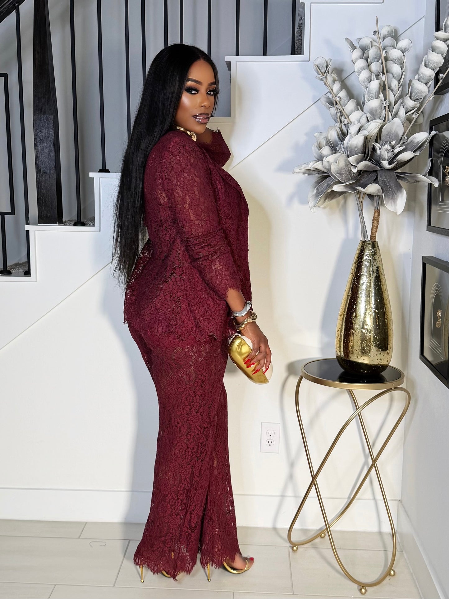 THE FALL 3PIECE BLAZER SET (BURGUNDY)