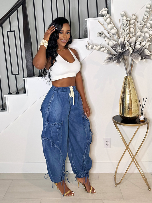 BAD GIRL DRAWSTRING CARGO PANTS