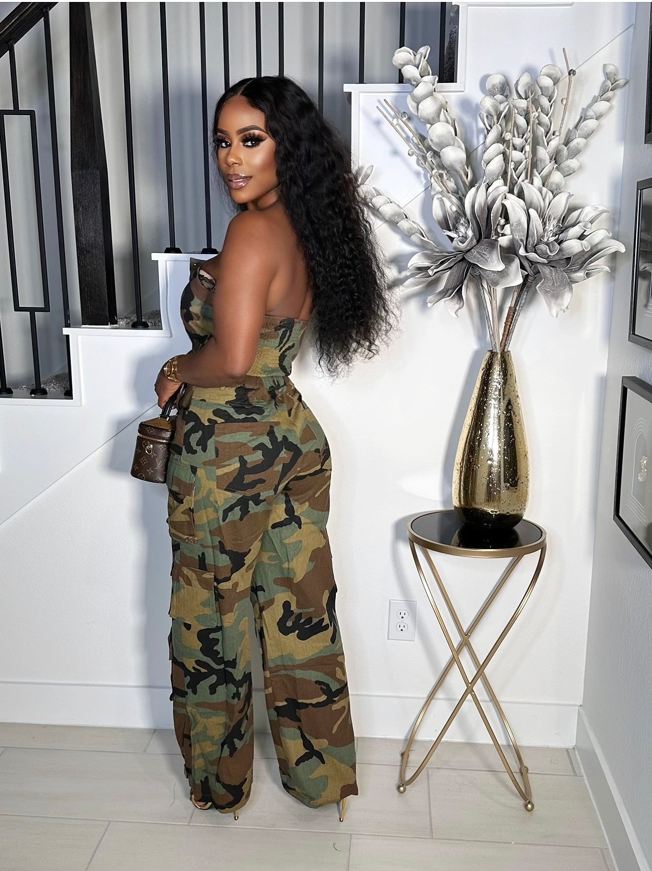 BACK AT IT CAMO CARGO JUMPSUIT