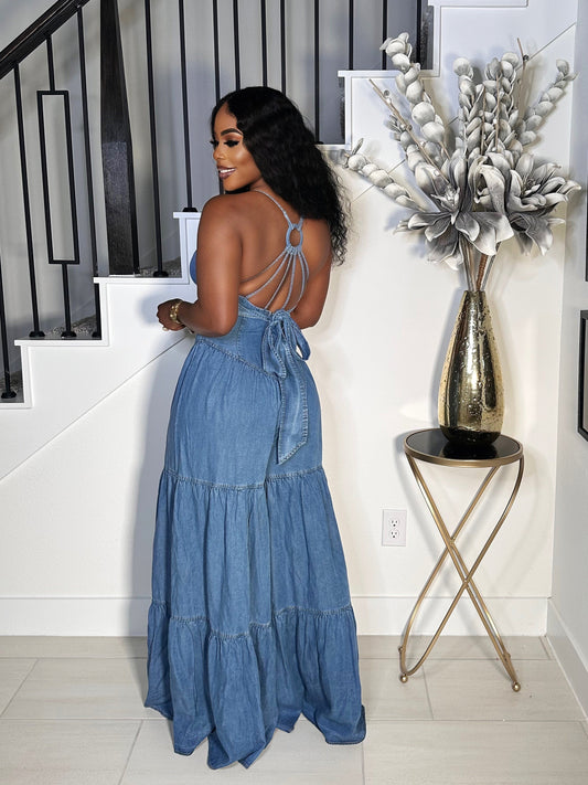 LET'S GET IT ON DENIM JUMPSUIT