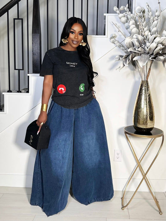 MONEY CALLING ROUND NECK T-SHIRT (BLACK)