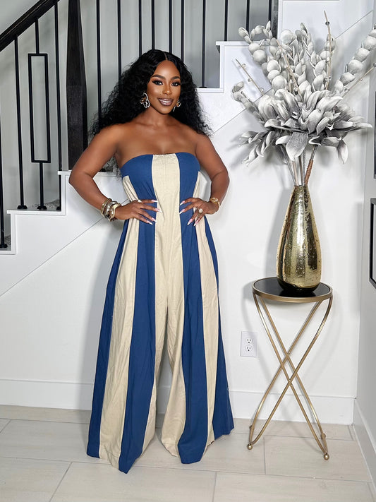ELEVATE YOUR STYLE STRAPLESS JUMPSUIT (BLUE)