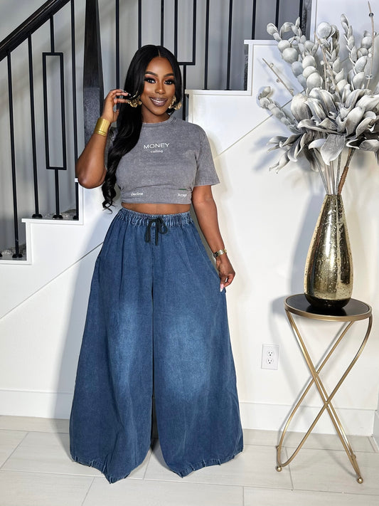 THE BAGGY DENIM WIDE LEG PANTS