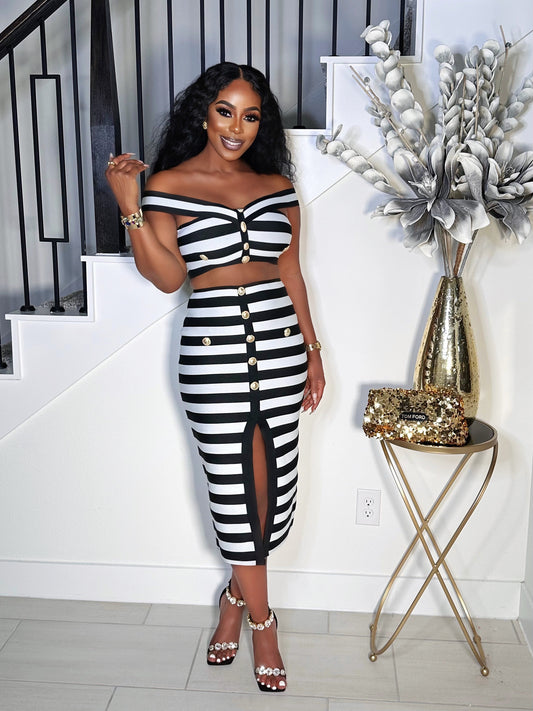 MEET ME AT THE BAR BANDAGE SKIRT SET