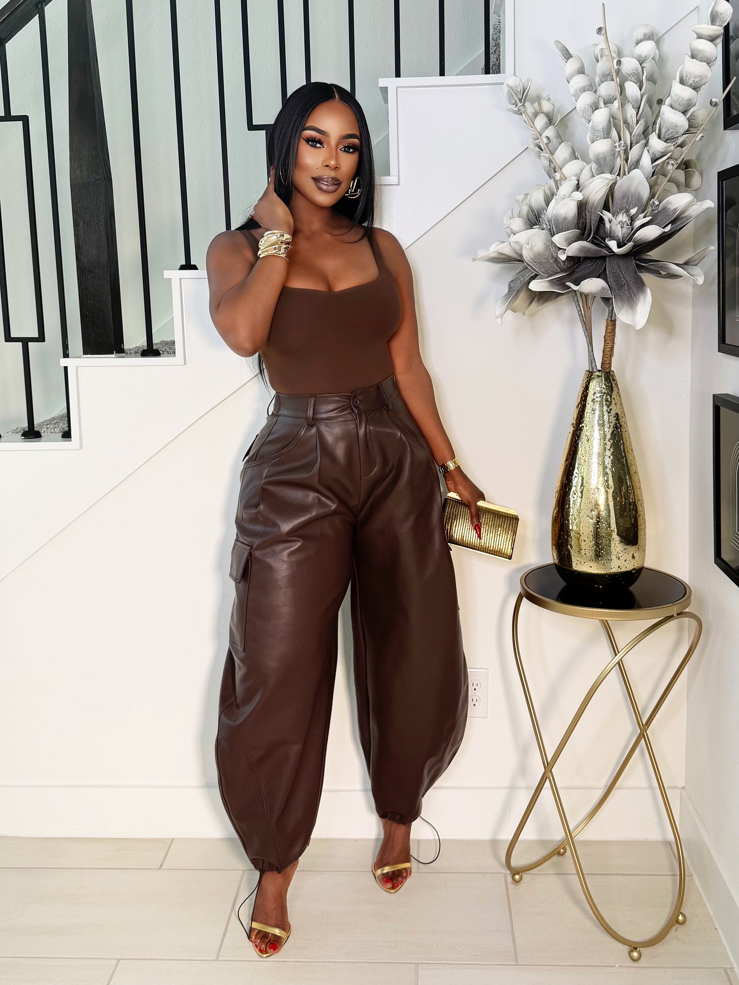 HOT CHOCOLATE LEATHER CARGO PANTS