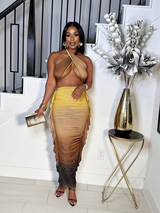 HONEY OMBRE RUFFLE SKIRT SET