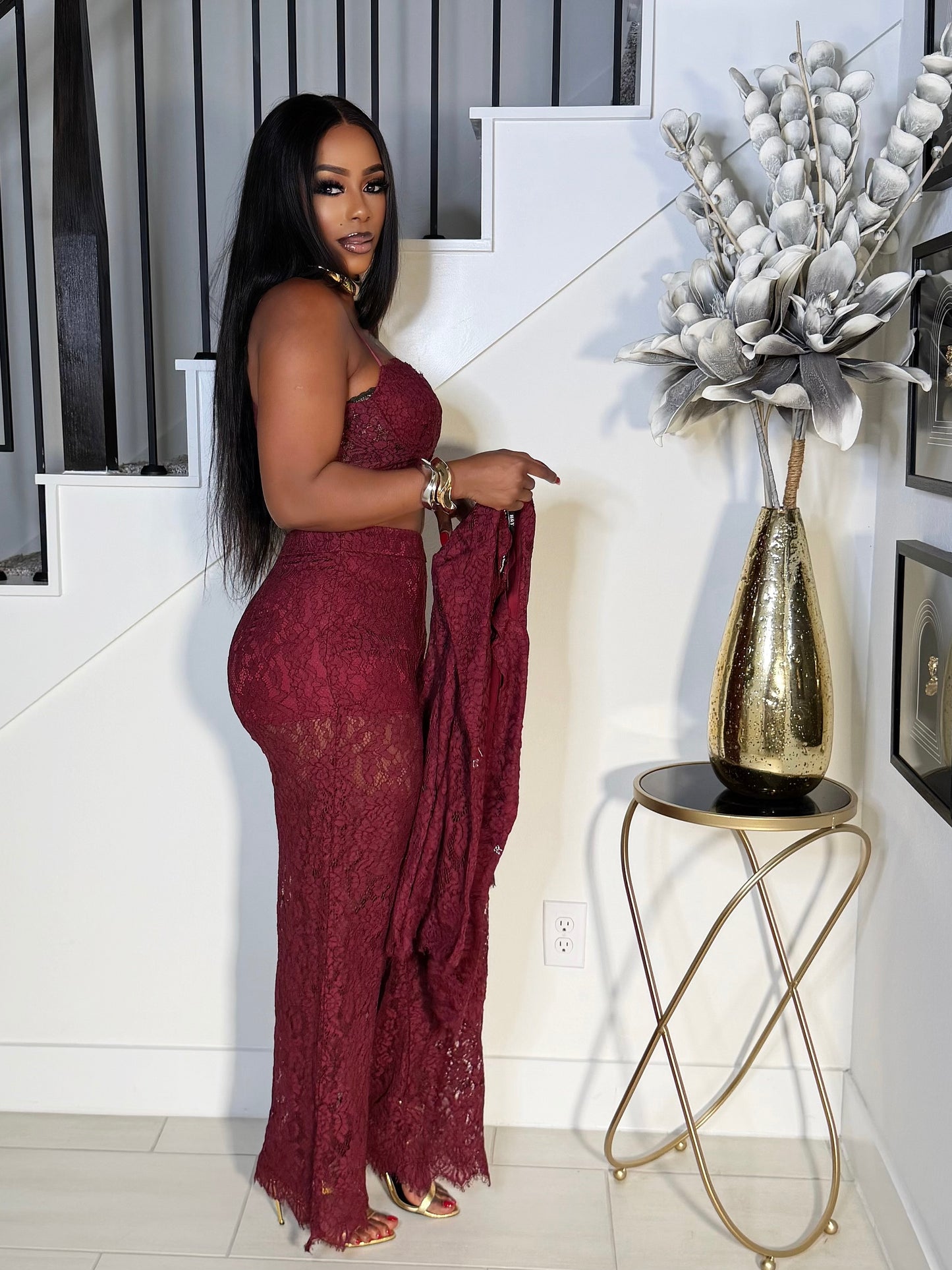 THE FALL 3PIECE BLAZER SET (BURGUNDY)