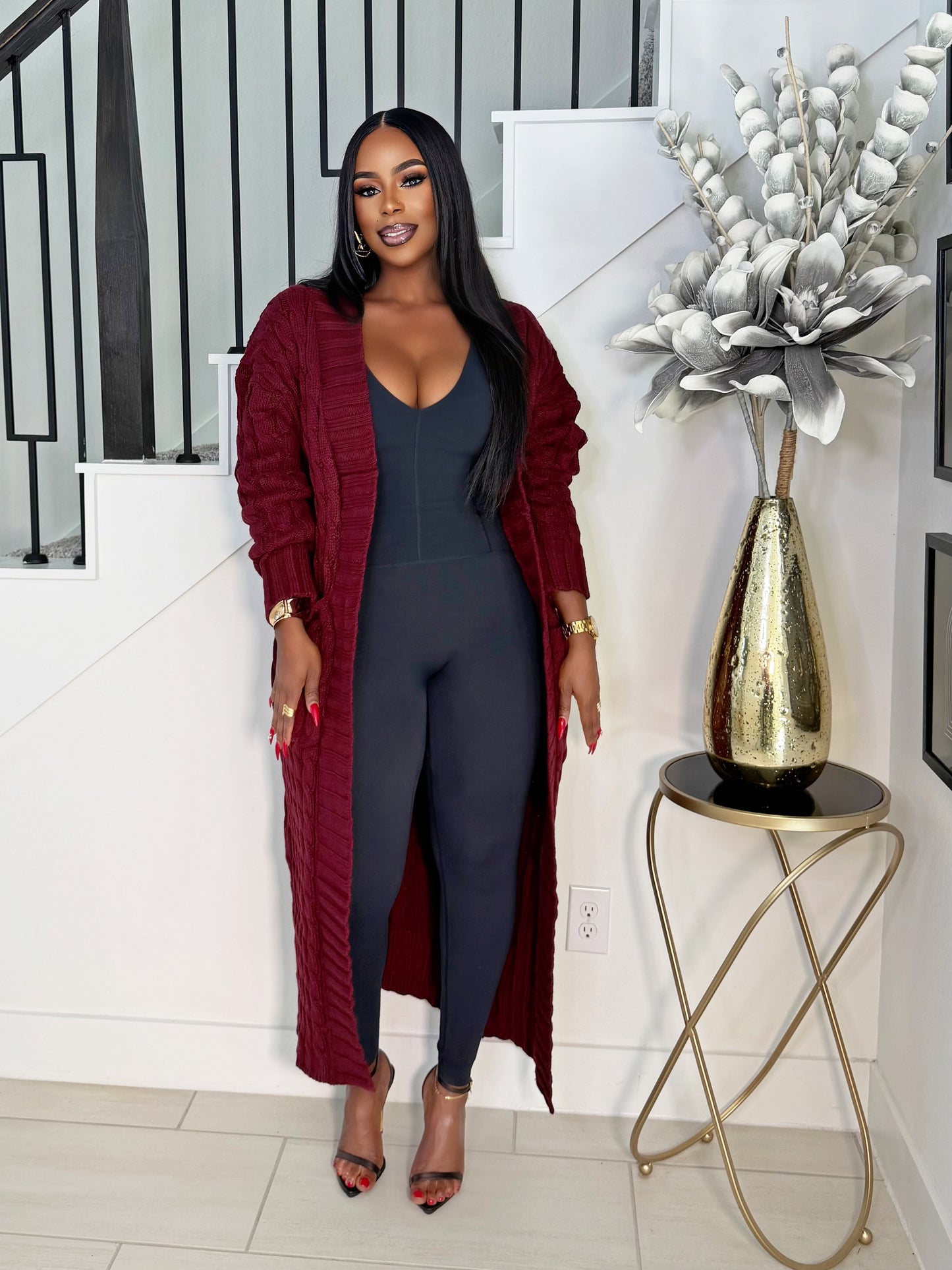 STAY WARM OVERSIZED CARDIGAN (WINE)