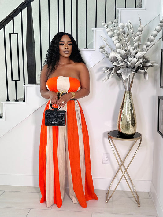 ELEVATE YOUR STYLE STRAPLESS JUMPSUIT (ORANGE)