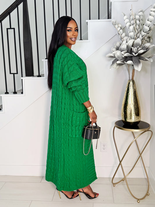 STAY WARM OVERSIZED CARDIGAN (GREEN)