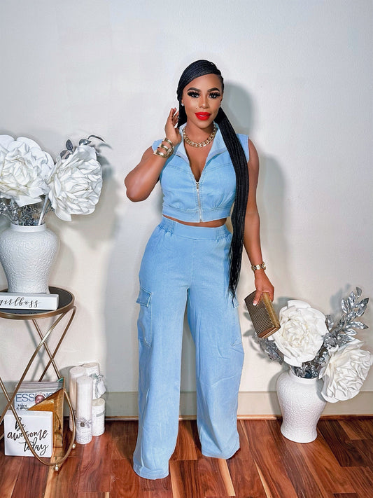 ON TO THE NEXT DENIM PANTS SET