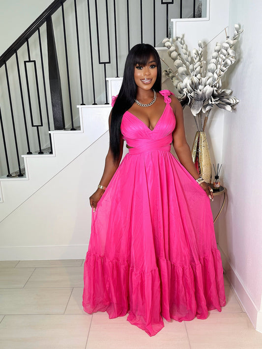 ELEGANT TASTE MAXI DRESS (FUCHSIA)