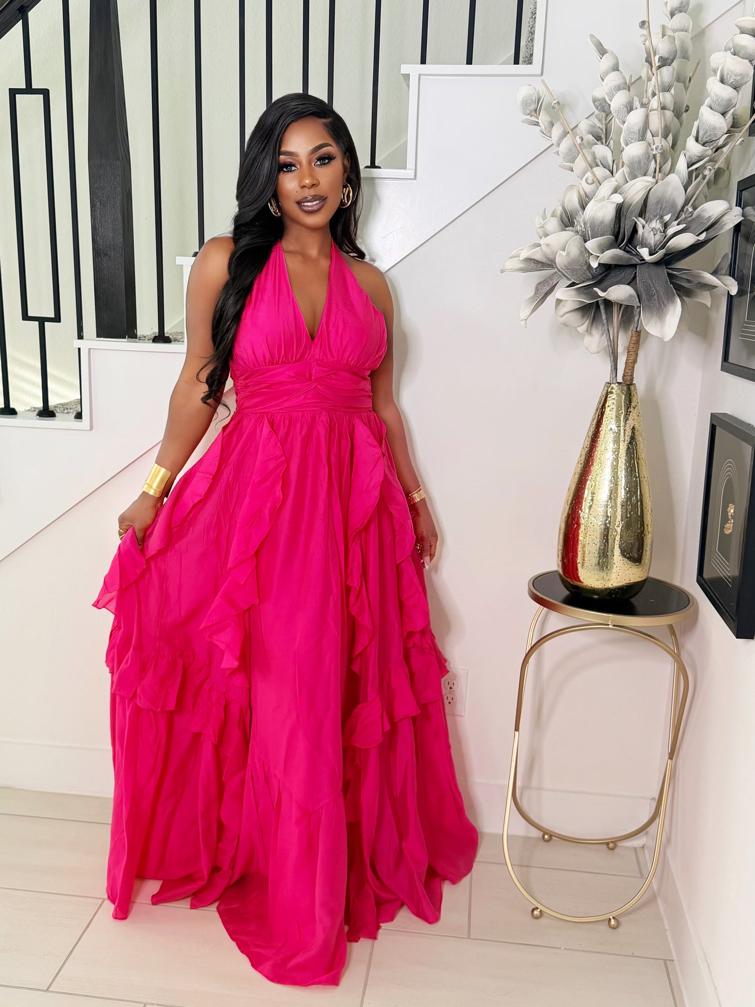 barbie pink bridesmaid dress Barbie AZAZIE 1004 Ready to Ship Barbie Pink Chiffon Bridesmaid Dresses