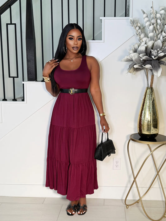 EASY FLOW MAI DRESS (BURGUNDY)