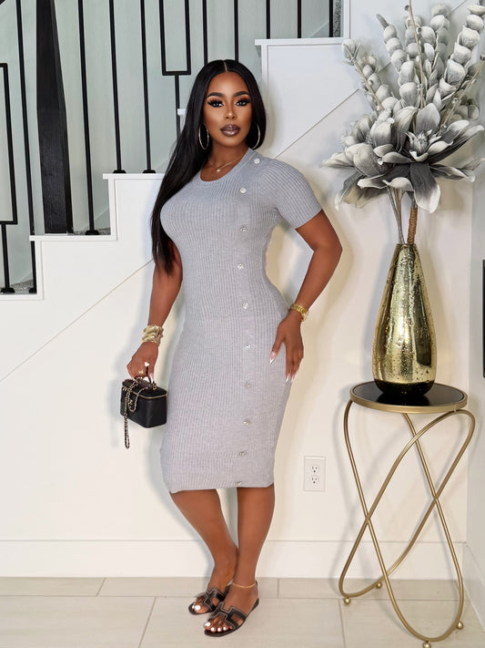 MEG SLIM FIT KNITTED DRESS (GREY)