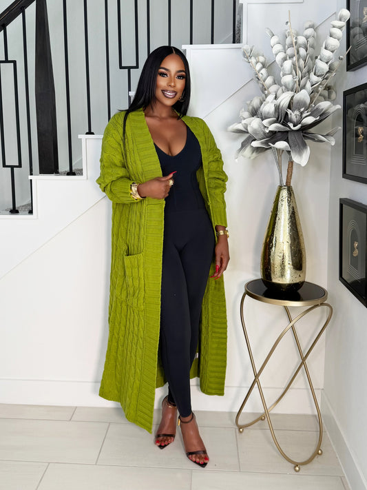 STAY WARM OVERSIZED CARDIGAN (LIME)