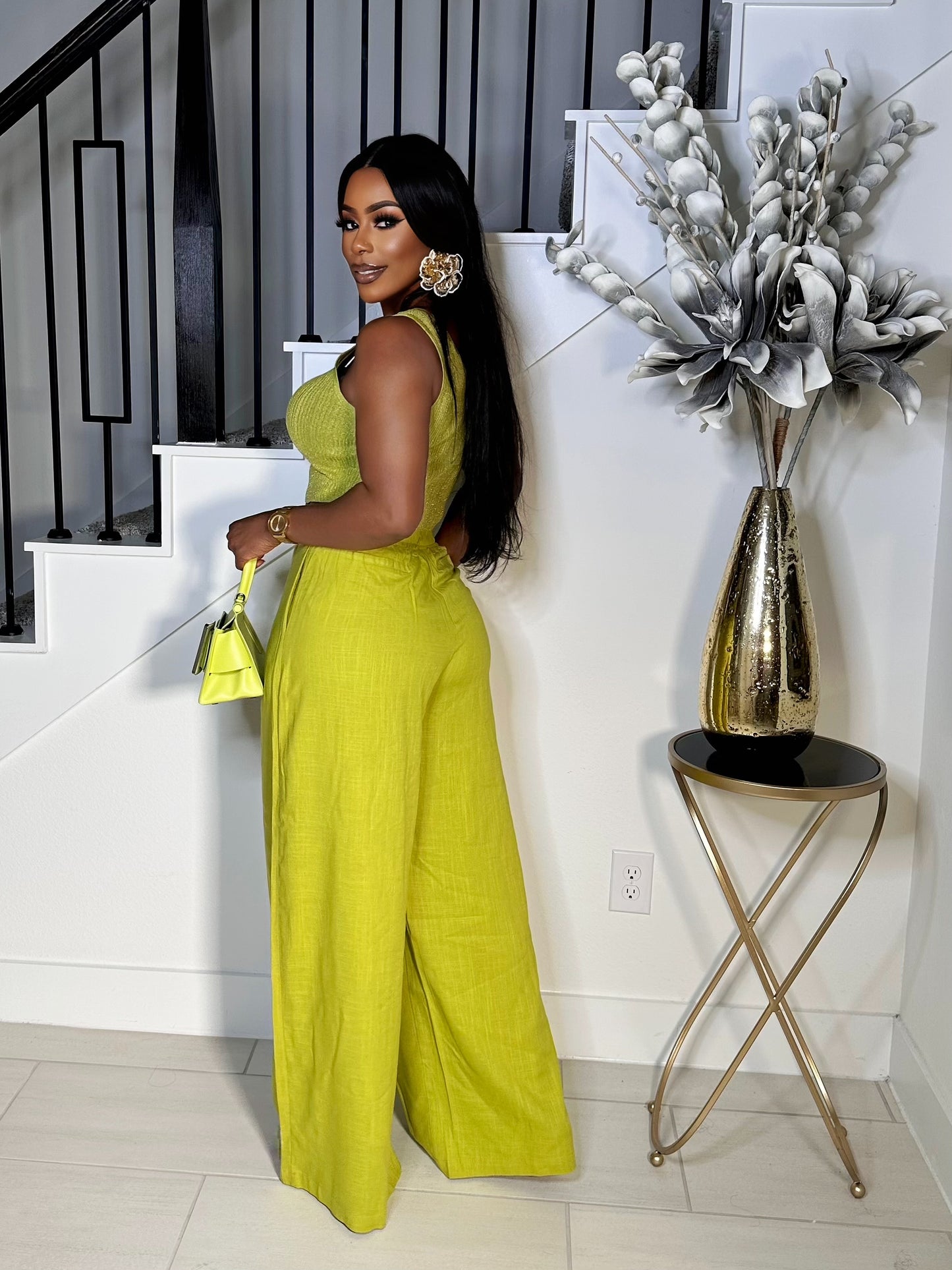 GOOD FEELS LINEN PANTS SET (CITRON)