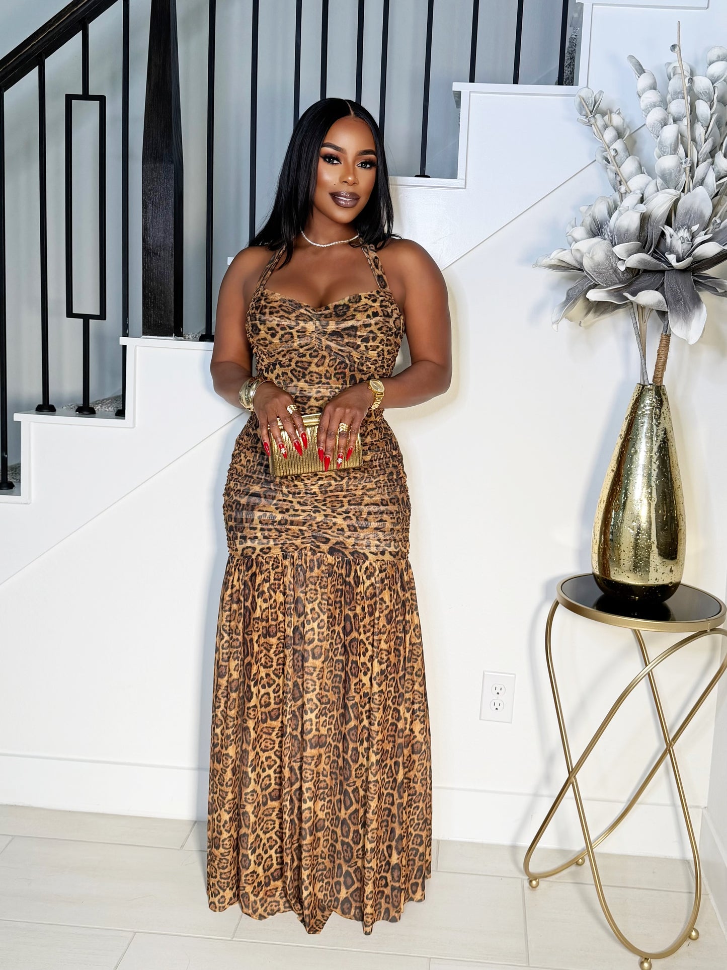 ANGELA LEOPARD PRINT MAXI DRESS