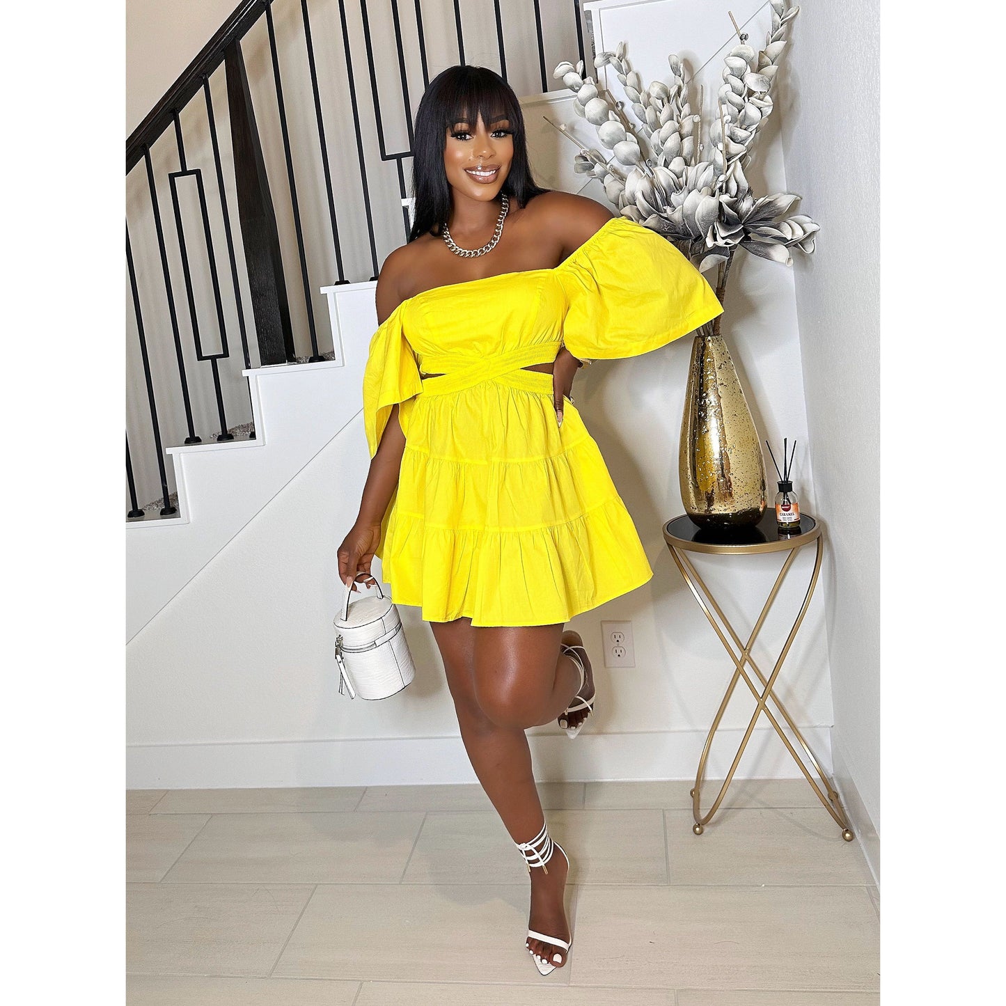 MISS LOVELY MINI CUT OUT DRESS (YELLOW)