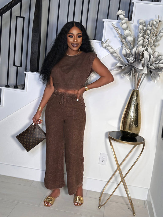 EASY LINEN HOUSE WEAR SET (BROWN)