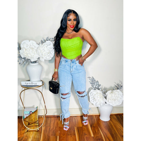 SHOW OUT CORSET TOP (APPLE GREEN)