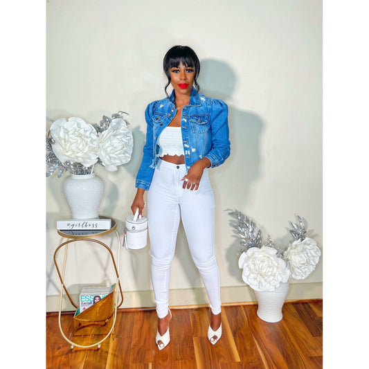 PUFF SLEEVES DENIM JACKET