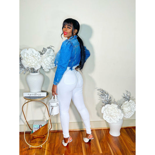 PUFF SLEEVES DENIM JACKET