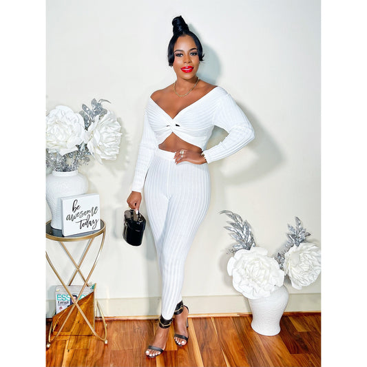 CROP ME OUT LEGGING SET (WHITE)